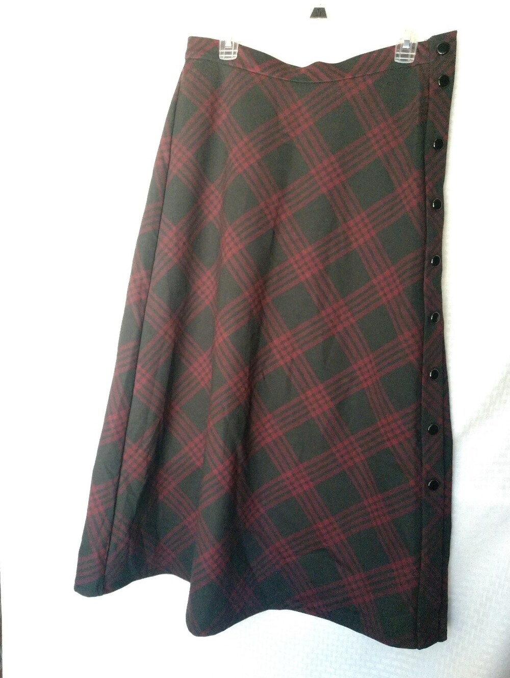 Fall Plaid Midi Skirt Black Red Size Medium